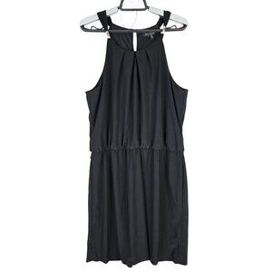 Womens WHBM Black Sleeveless Halter Top Dress Polyester Blend Stretch Size L